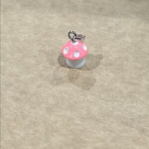 Pink and White Mushroom Pendant Necklace